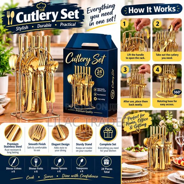 *24pc Gold Cutlery Set* Je - main view