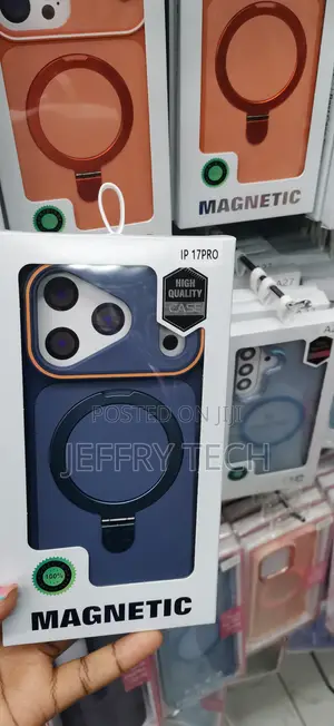 Blue and Orange Magnetic Silicone Phone Case for the iPhone 17 Pro