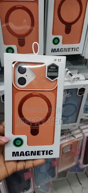 Orange Matte Magnetic Ring Stand Case for the iPhone 17 a Metal Ring