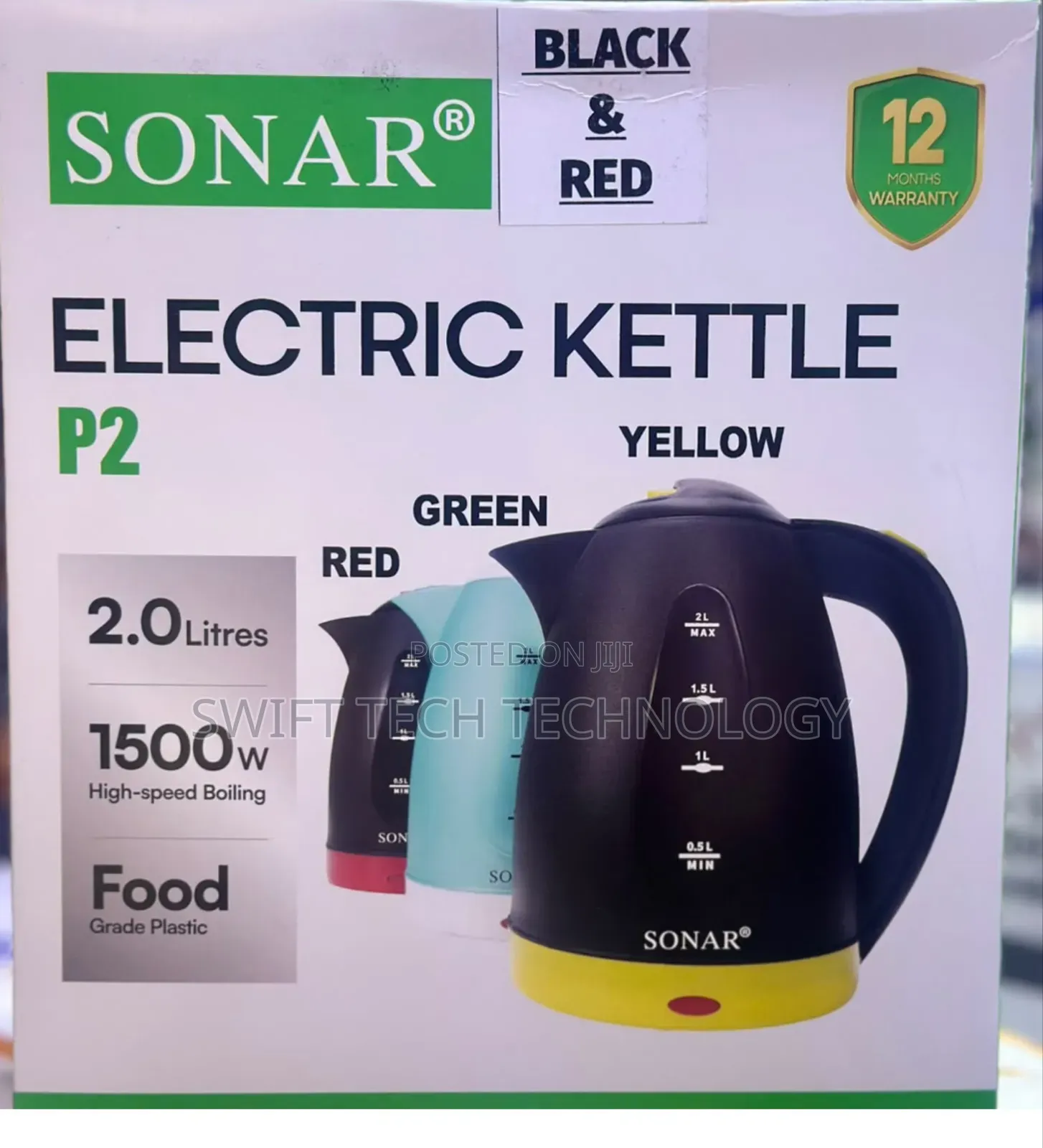 Electric Kettle Sonar 2 Liters Water Kettle