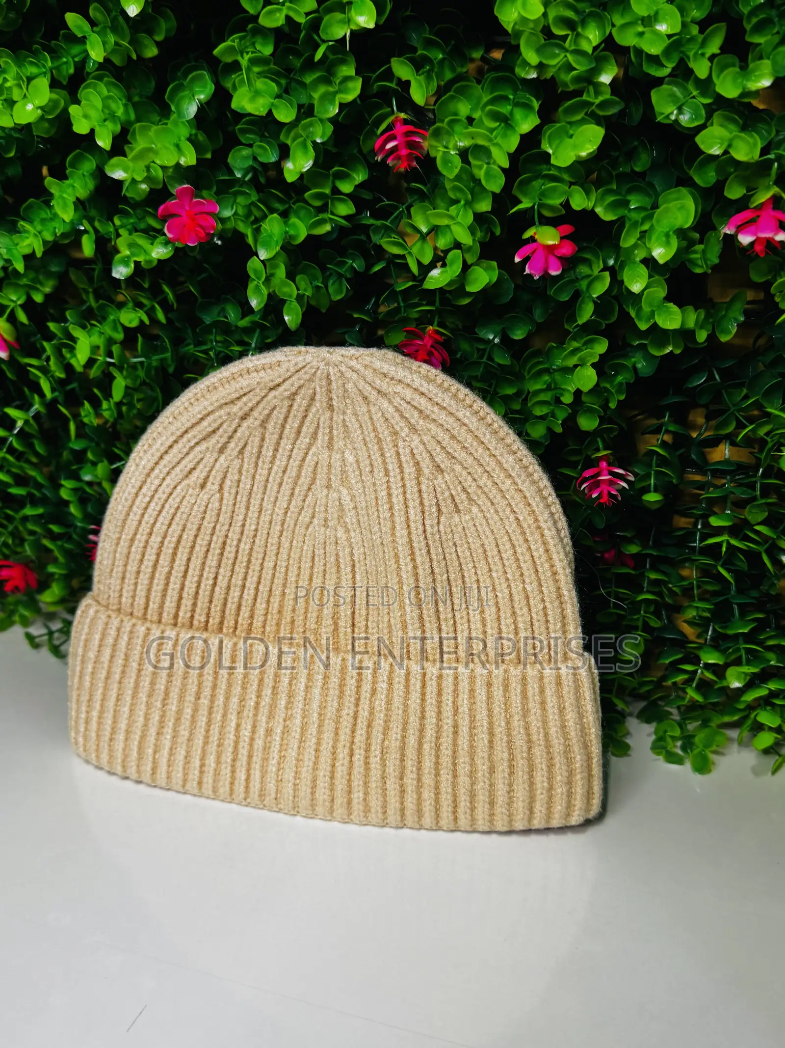 Beige Premium Ribbed Wool-Look Beanie Hat – Soft Casual Winter Cap