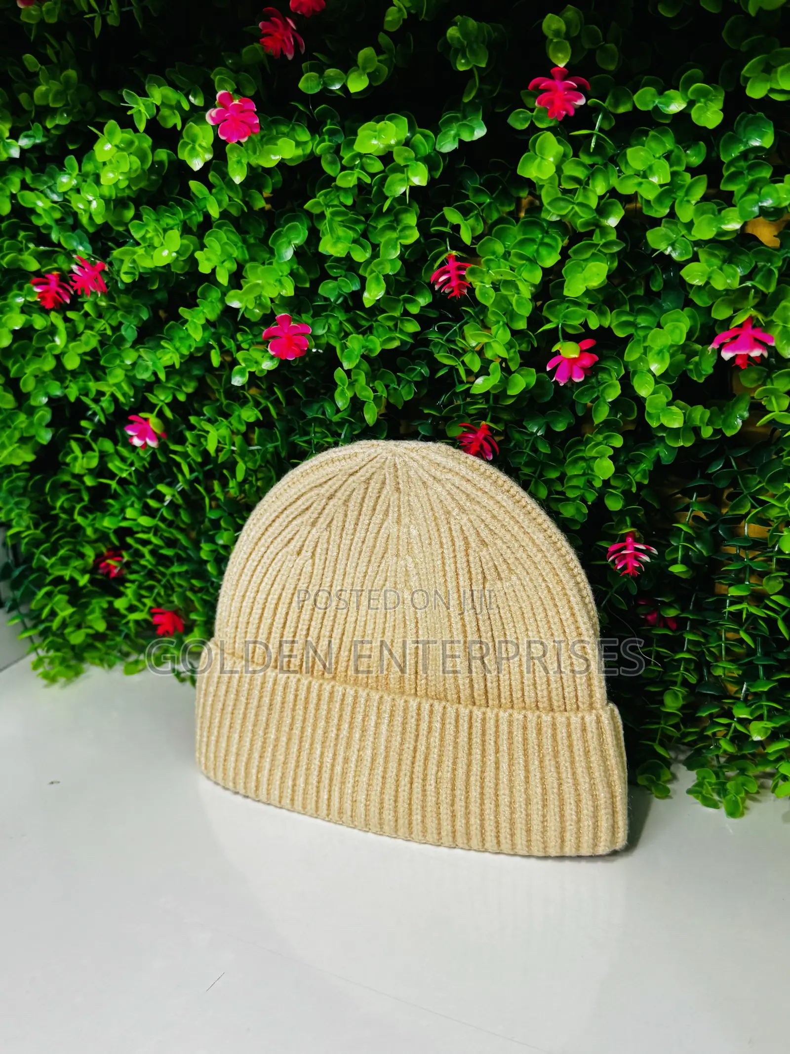 Beige Premium Ribbed Wool-Look Beanie Hat – Soft Casual Winter Cap