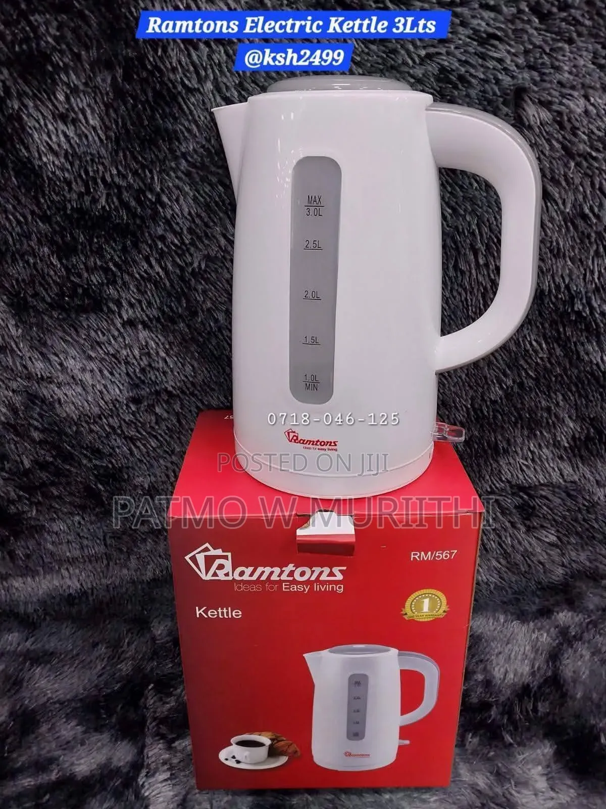 Kettle, Ramtoms 3l Cordless Kettle Rm/567