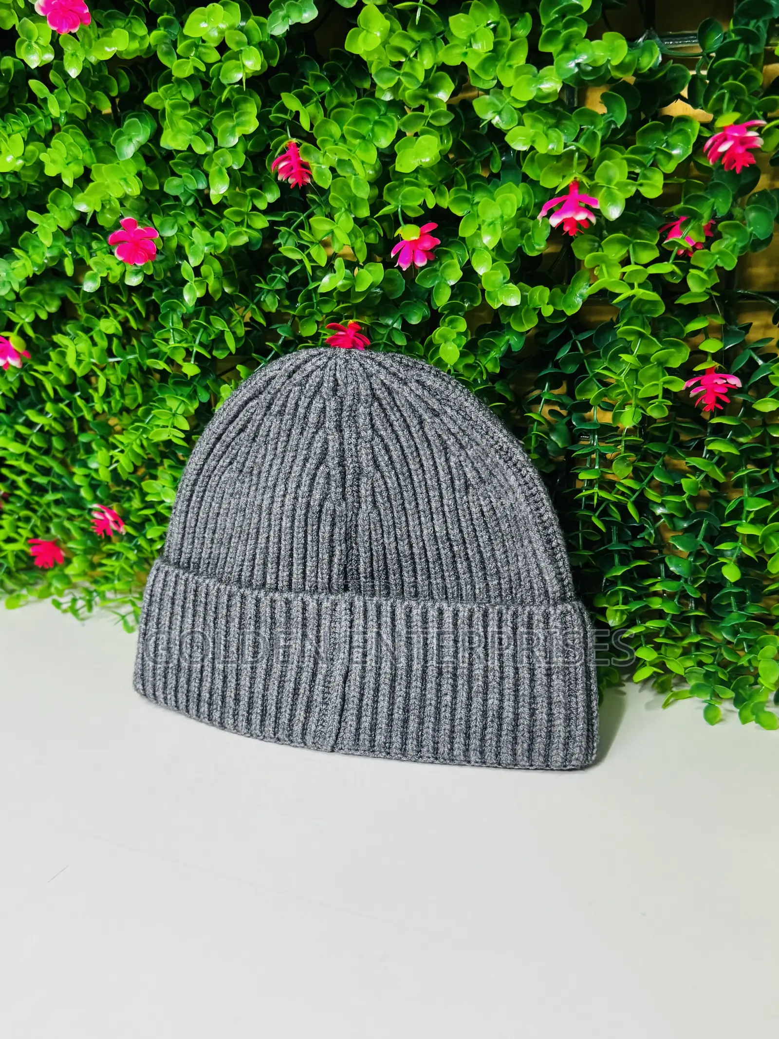 White Stylish Plain Knit Beanie Hat – Soft Warm Fold-Over Cuff Cap