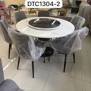 6-Seater Modern Round Marble Dining Set