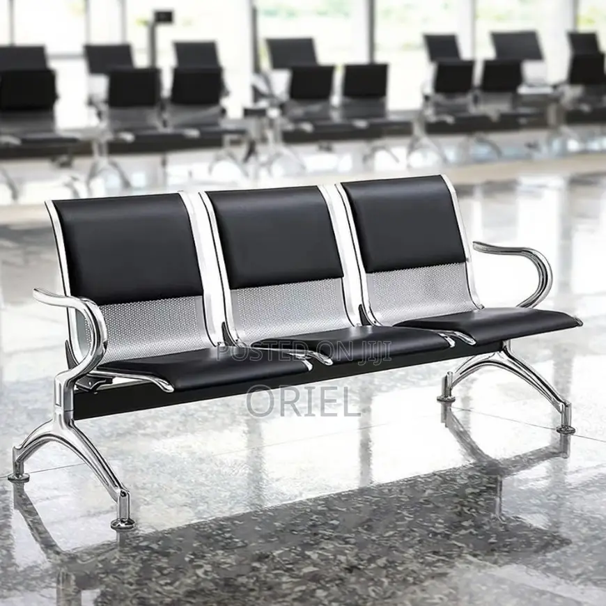 3-Seat Padded Office Reception Waiting Bench – Visitor Seating