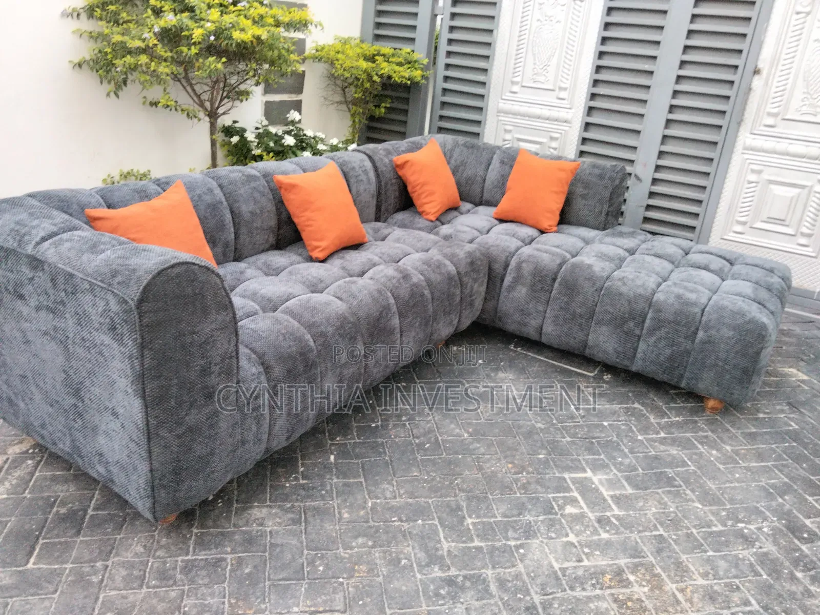 Gray L Shape Bubble Sofa