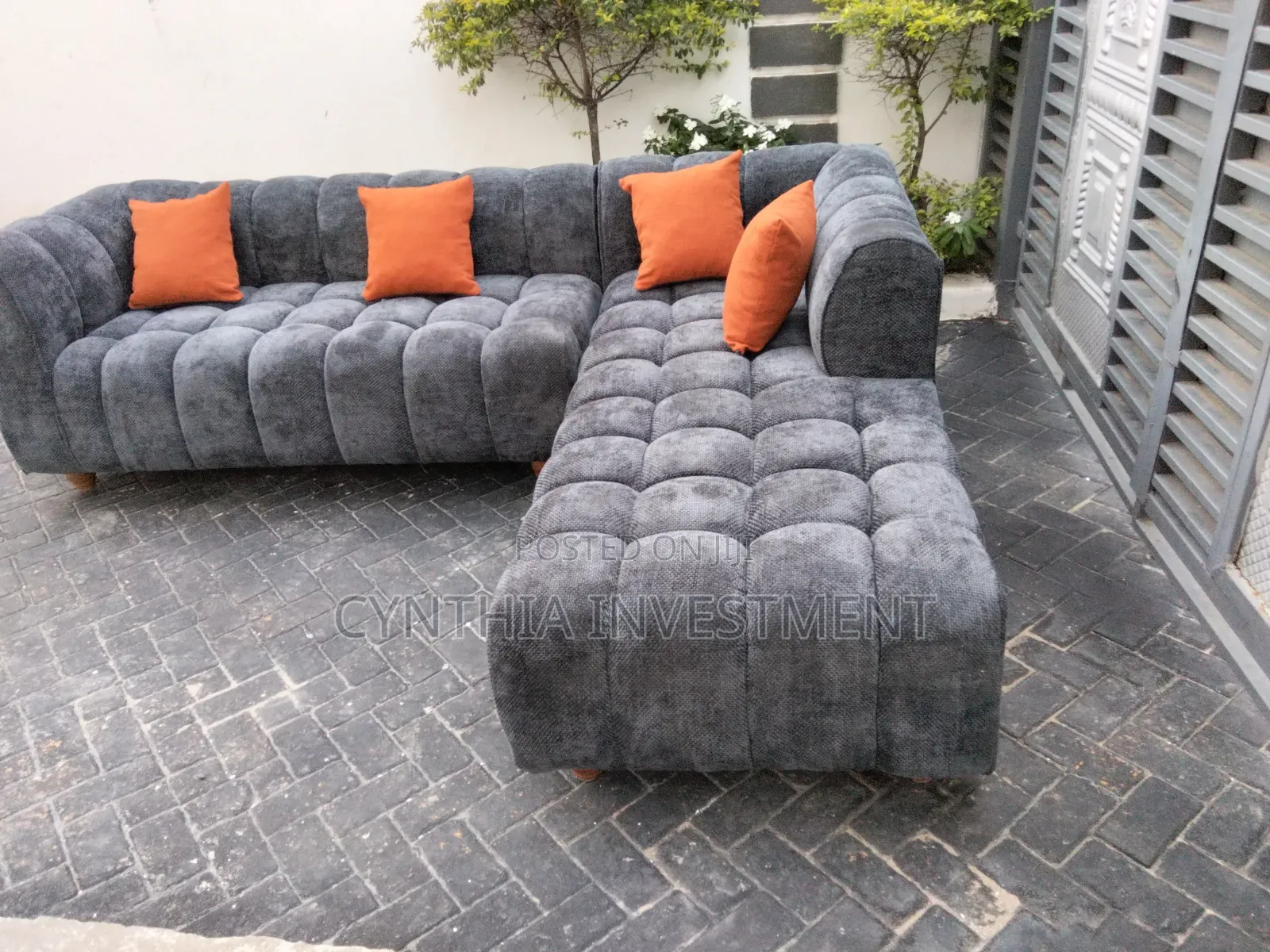 Gray L Shape Bubble Sofa