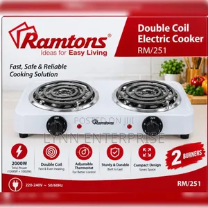 Ramtons RM/253 - Double Spiral Plate Cooker - White. (1YR WRTY) 