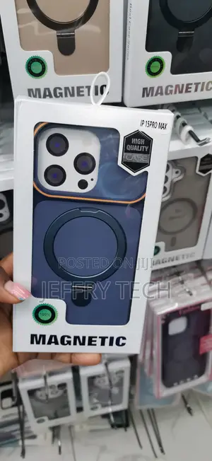 Magnetic Phone Case for the iPhone 15 Pro Max in Blue Magnetic Ring