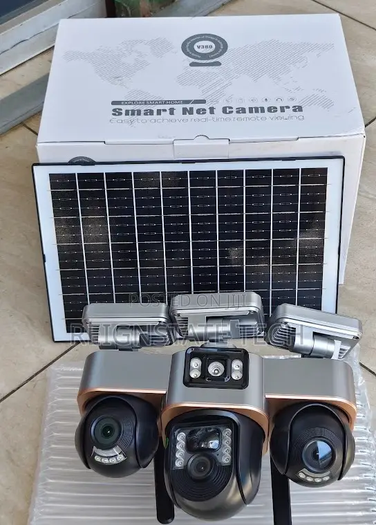 3 Lenses WIFI All Rotating PTZ Camera With Solar Powered Floodlight