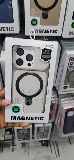 Clear Magnetic Case With a Metal Ring and Camera Lens for the 15 Pro