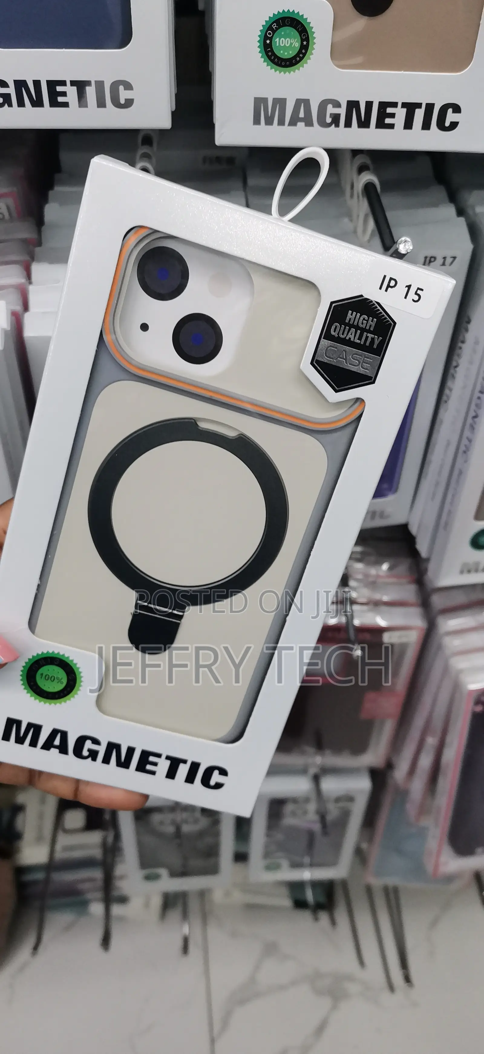iPhone 15 Magnetic Case With a Ring and Camera Lens Protection