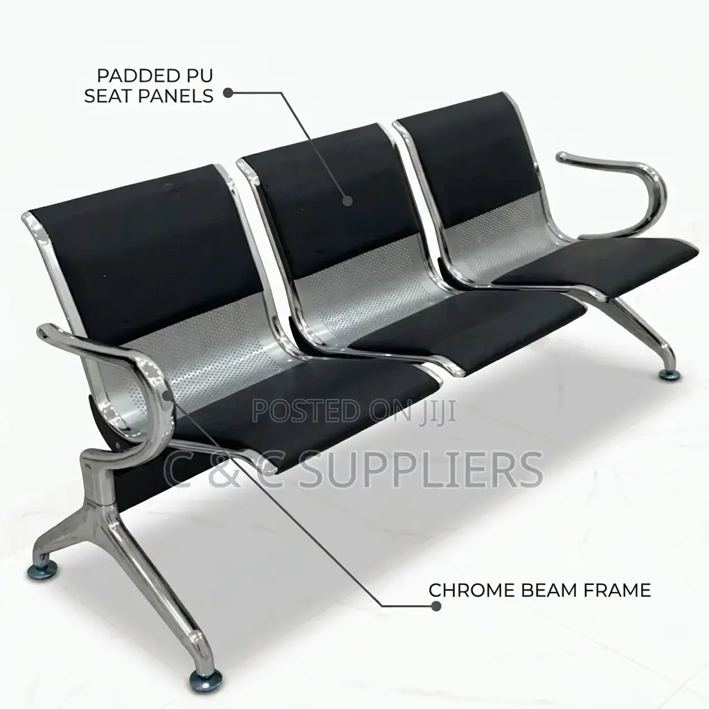 Black Padded Reception Bench With Armrest