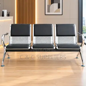 Black Padded Reception Bench With Armrest