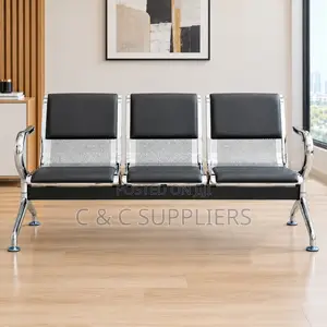 Black Padded Reception Bench With Armrest