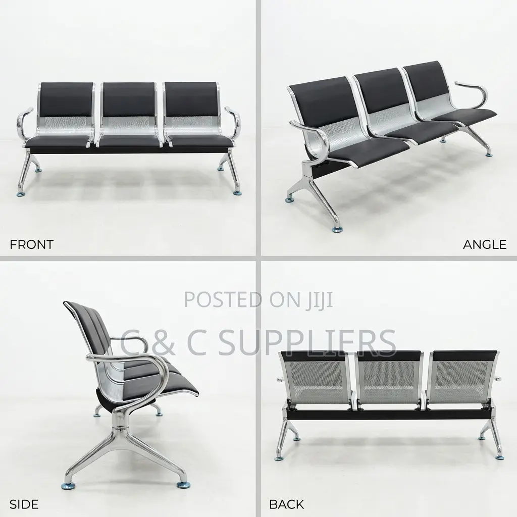 Black Padded Reception Bench With Armrest