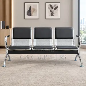 Black Padded Reception Bench With Armrest