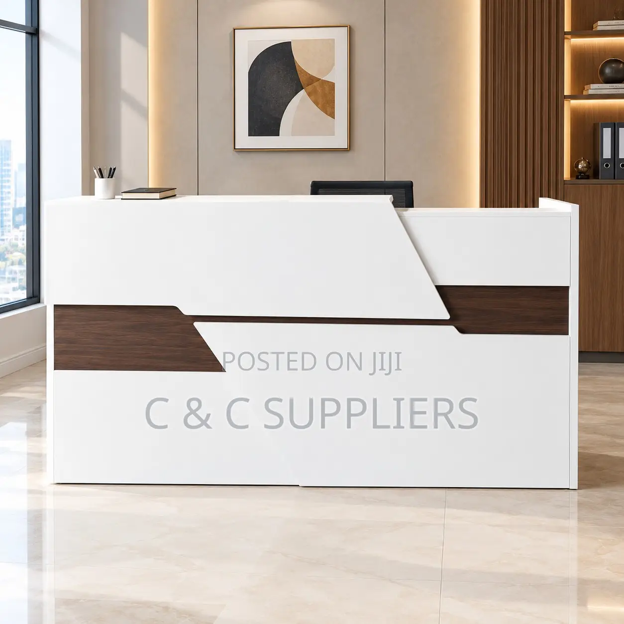 White Front Office Reception Desk-1.6m