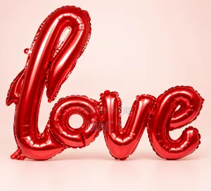 Cursive "Love" Foil Balloon - Bright Red