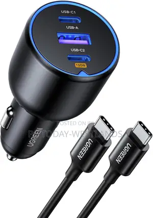 UGREEN 130W USB C Car Charger With Cable, Cigarette Lighter Adapter