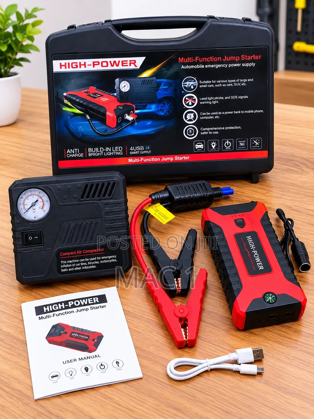 High Power Car Jump Starter With Air Compressor