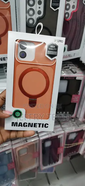 Orange Magnetic Case With an Ring Stand Designed for the iPhone 12 Pro