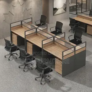Office Workstation; Six Users MDF Modular Straight Office Workstation