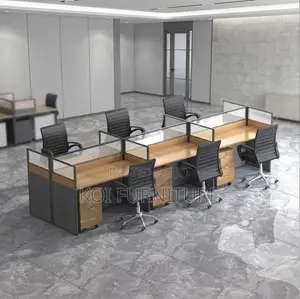 Office Workstation; Six Users MDF Modular Straight Office Workstation