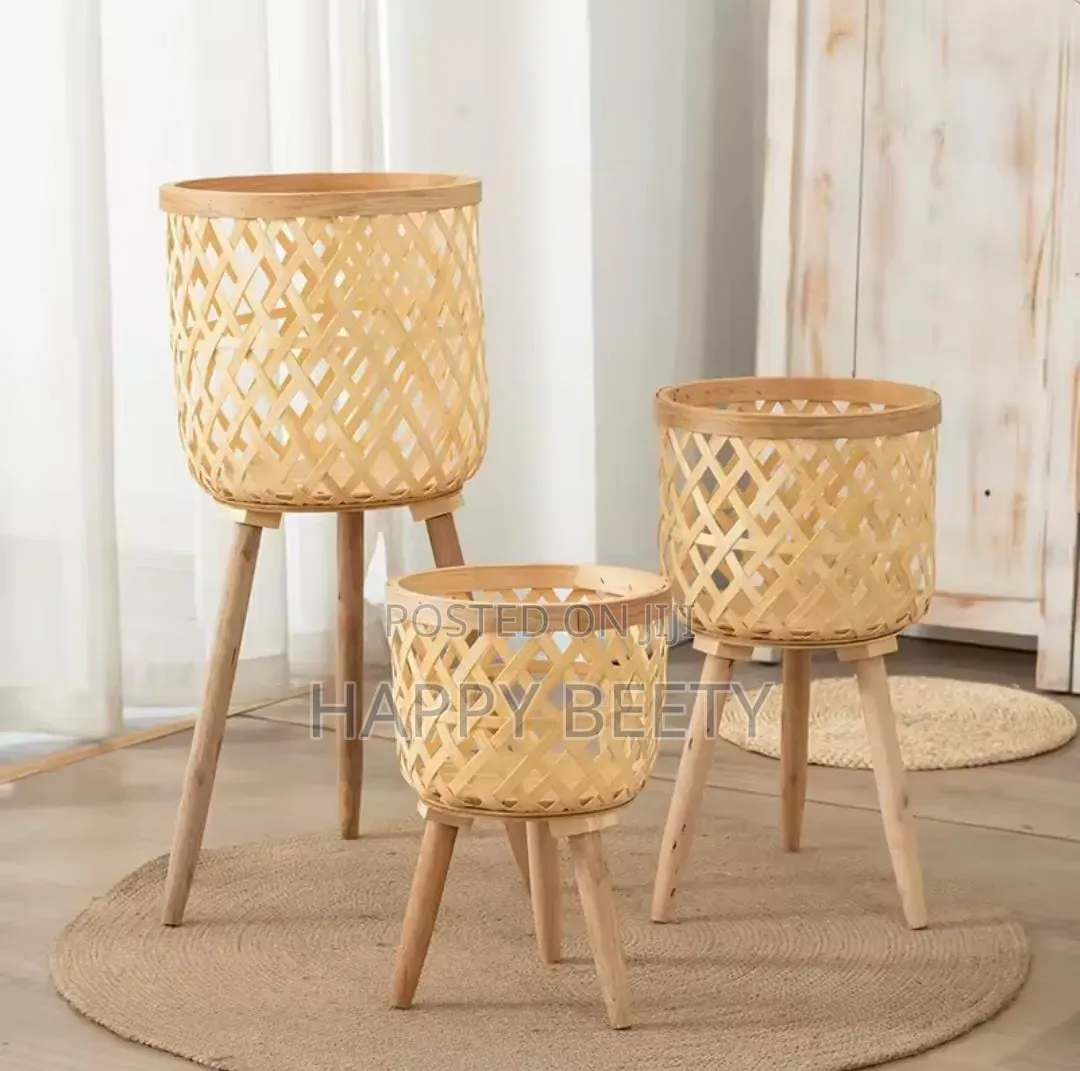 BohoBlack- Rattan Plant Stand Set of 3