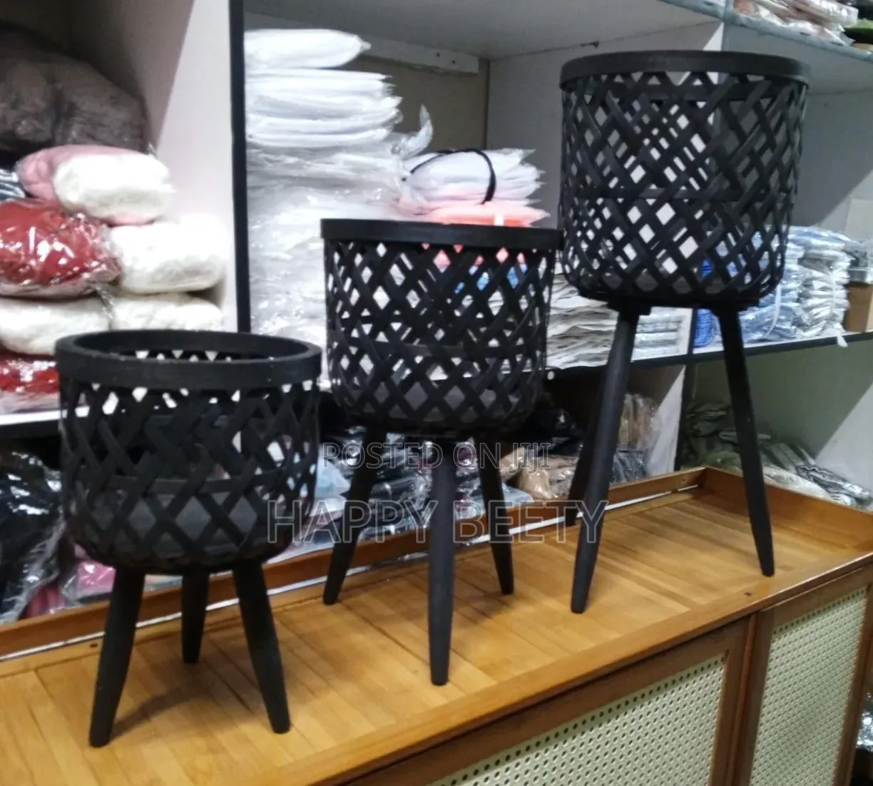 BohoBlack- Rattan Plant Stand Set of 3
