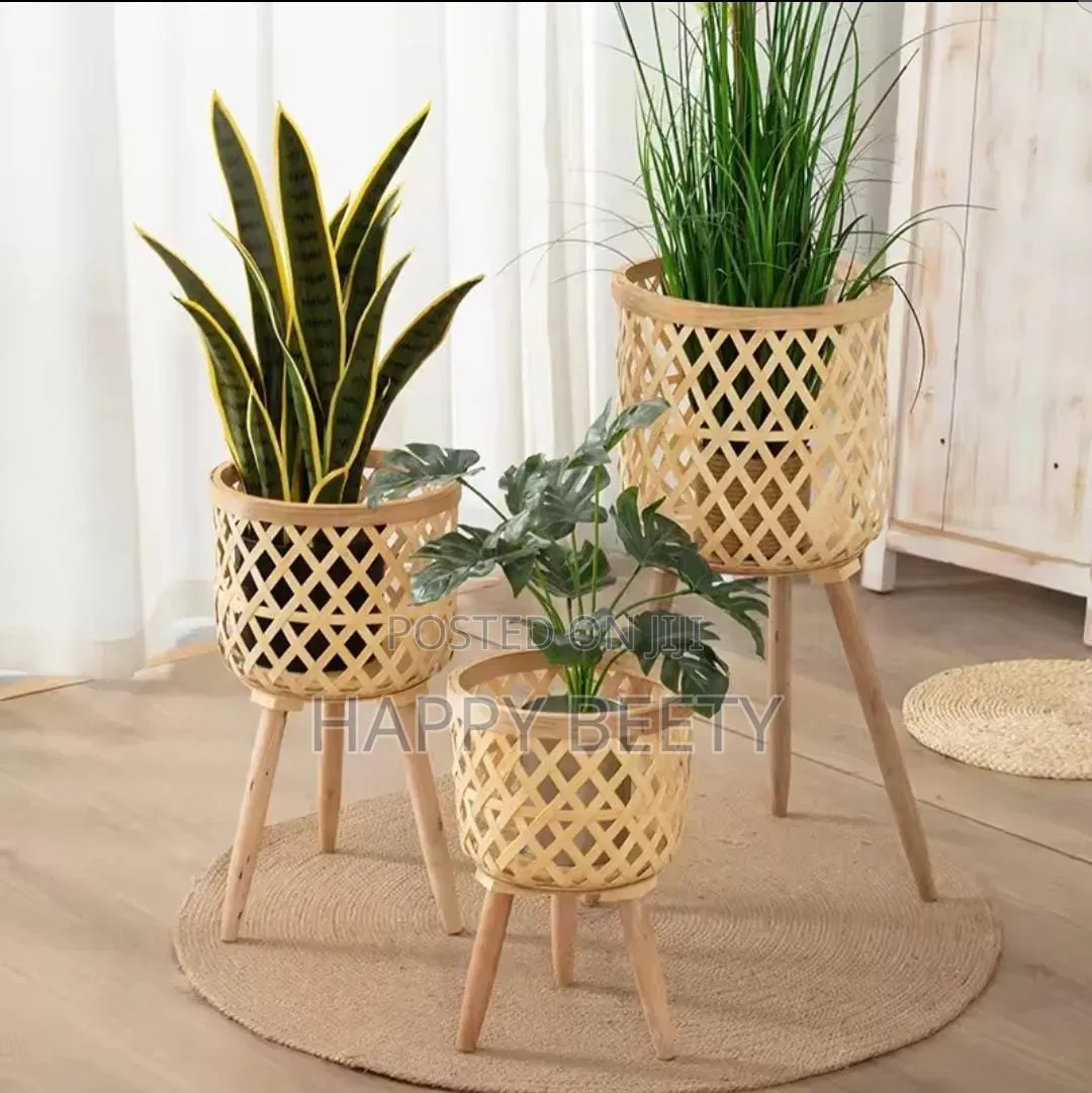 BohoBlack- Rattan Plant Stand Set of 3