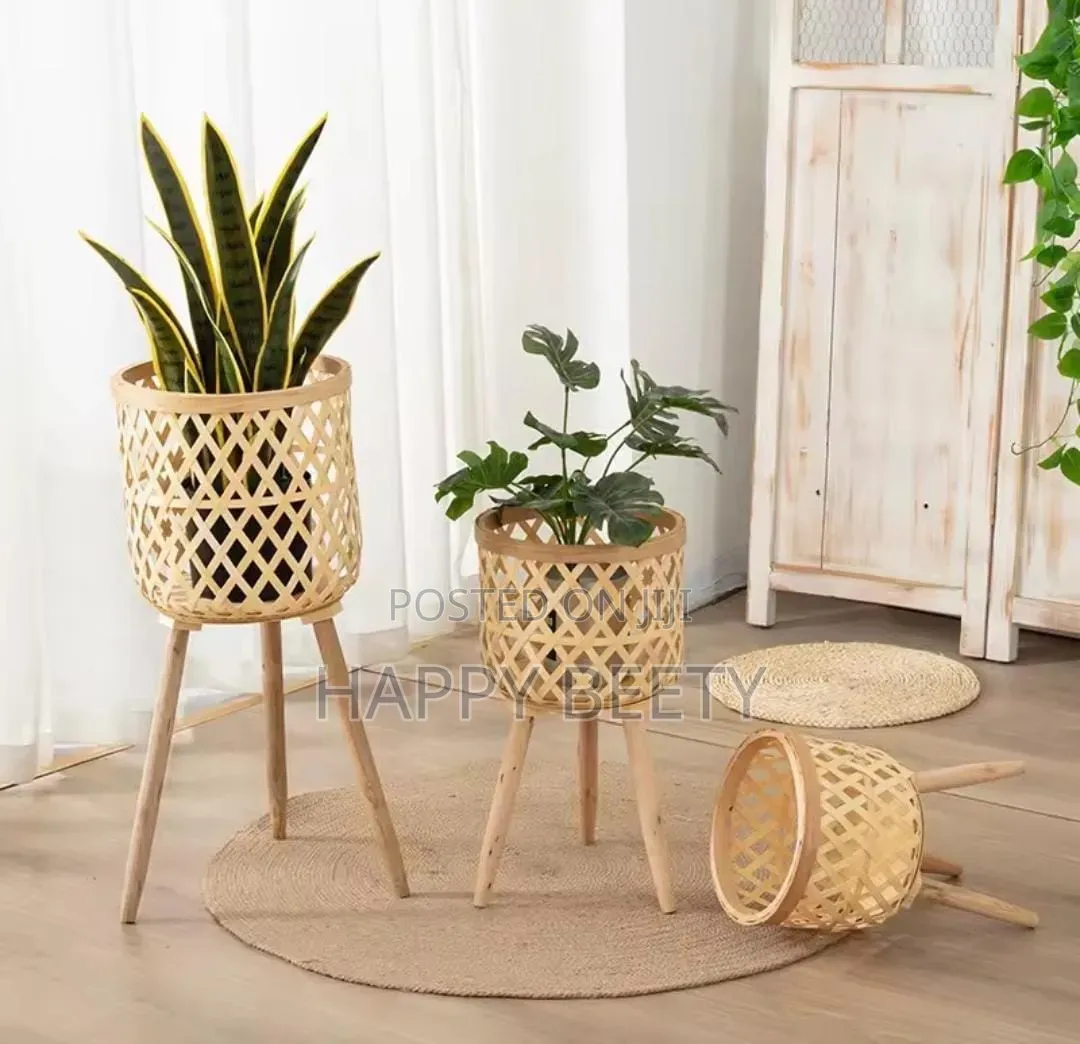 BohoBlack- Rattan Plant Stand Set of 3
