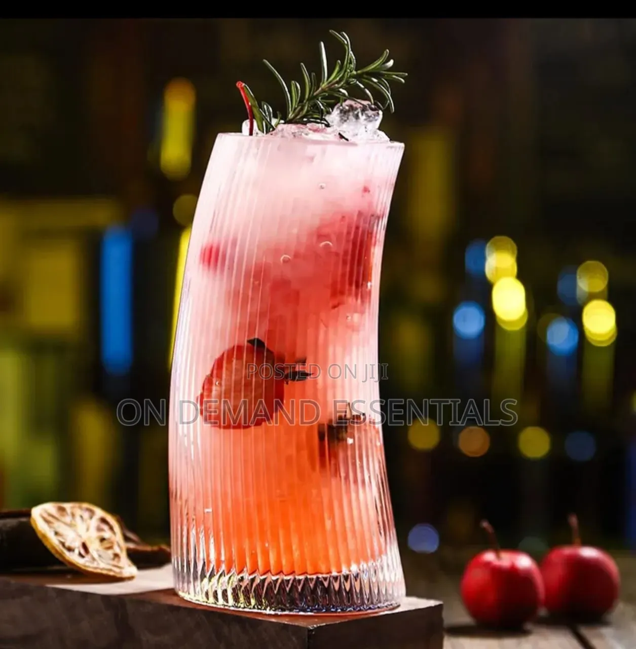 Ribbed Long Drinking Glasses -450ml Tall Curved Cocktail Glasses