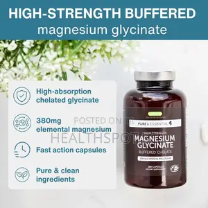 Magnesium Glycinate 380mg – High Strength Buffered Vegan, 180 Caps