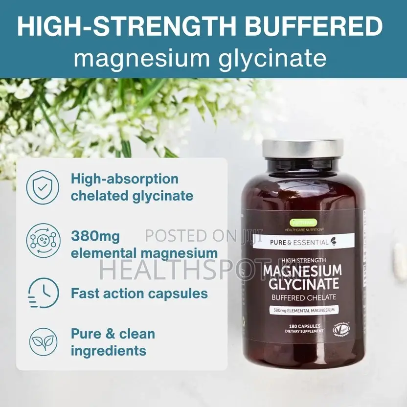 Magnesium Glycinate 380mg – High Strength Buffered Vegan, 180 Caps
