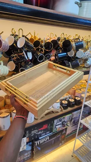 3pcs Set Bamboo Wooden Serving Trays- Rectangular Serving Trays