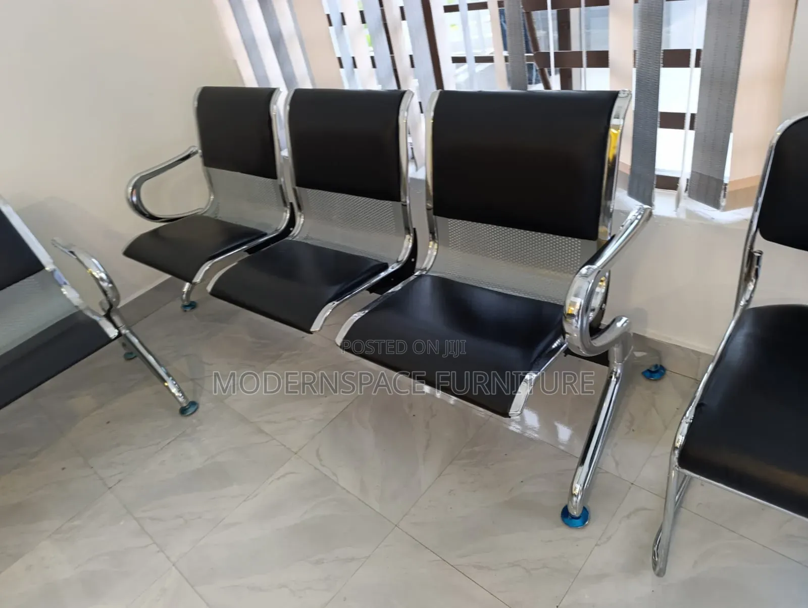 3 Seater Reception Office Bench -Black