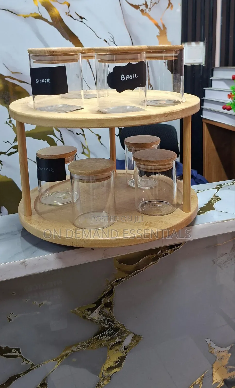 Bamboo Rotating Spice Rack/Lazy Susan