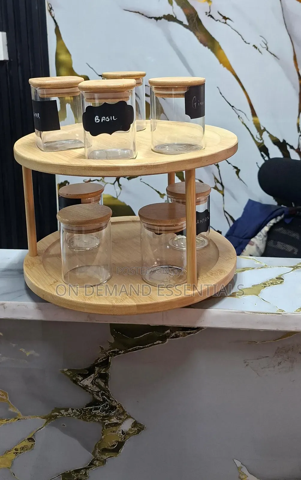 Bamboo Rotating Spice Rack/Lazy Susan