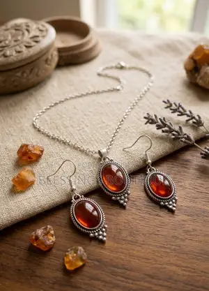 Red Ruby Earrings and Neckalce Set