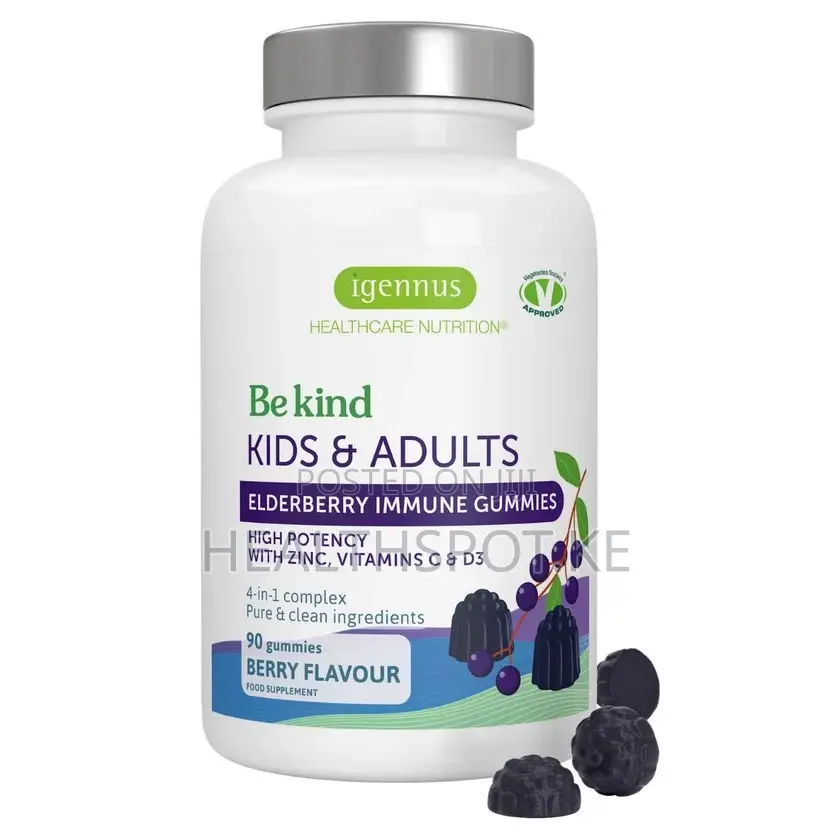 Igennus Elderberry Immune Gummies, Kids 4+, C, D3 & Zinc, 90