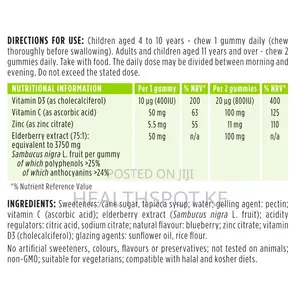 Igennus Elderberry Immune Gummies, Kids 4+, C, D3 & Zinc, 90