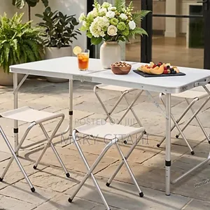Portable Foldable Adjustable Height Picnic Table With 4 Stools