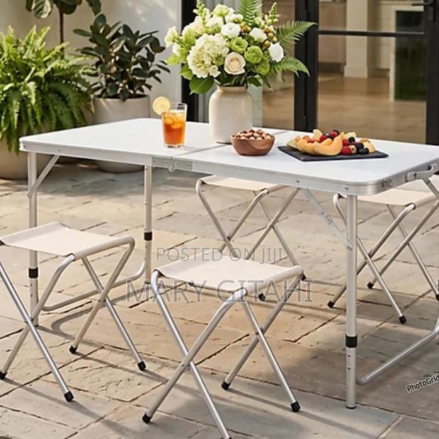 Portable Foldable Adjustable Height Picnic Table With 4 Stools - main view