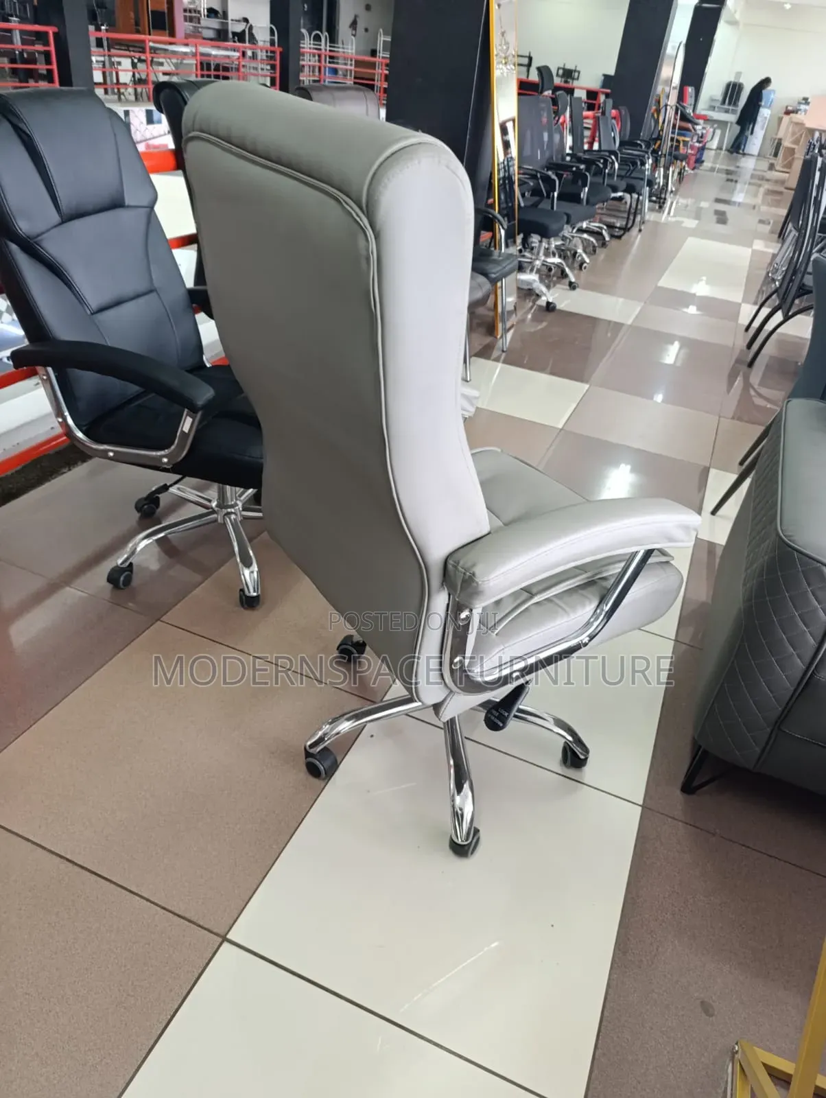 Gray Leather Office Chair