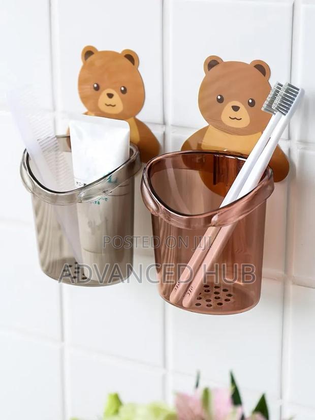 Cute Teddy Wall Mounted Toothbrush Holder - thumbnail 2