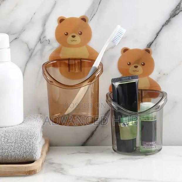 Cute Teddy Wall Mounted Toothbrush Holder - thumbnail 3