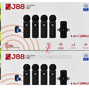 J88 Wireless Lavalier Microphone 4 Mics in 1 AI Noise Reduction 30M