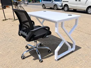 Metallic Office Desk and Mesh Chair